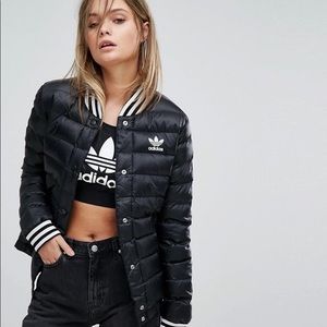 Adidas Padded Bomber Jacket with Contrast Collar